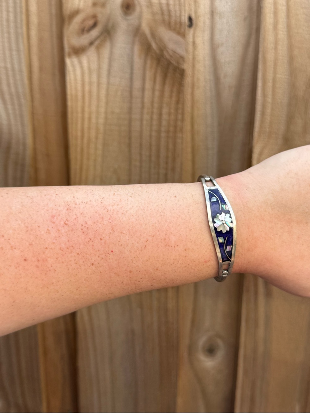 Vintage Alpaca Hinge Bracelet